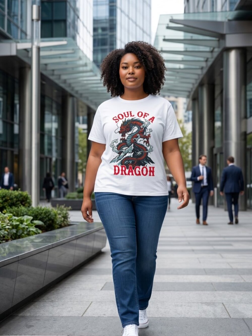 Soul of a Dragon Graphic Dry Fit T-Shirt White Size M